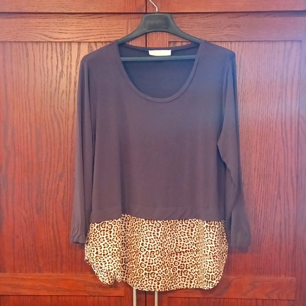 Beautiful Michael Kors Brown and Leopard Top
